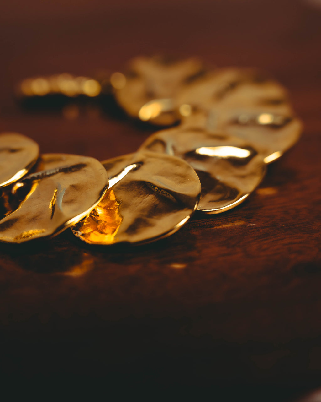 -SPECIAL- “Yves Saint Laurent” 80’s-90’s Hammered gold coin link bracelet