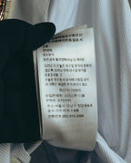 -SPECIAL- "Christian Dior" 00's-10's Embellished shield crest striped ruched sleeve shirt