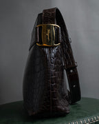 "Salvatore Ferragamo" 90’s crocodile embossed vara shoulder bag