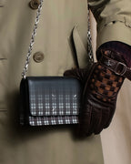 "MAISON MARGIELA" Check pattern gradient design chain shoulder leather wallet bag