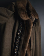 "PRADA" 90’s-00’s embellished fur-collar stretch tech coat