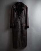 “KENZO” 80’s Folkloric shearling-lined leather long coat