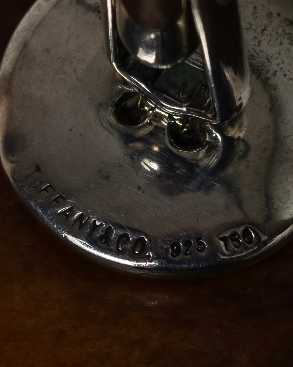 "Tiffany&Co" Button motif design silver cufflinks