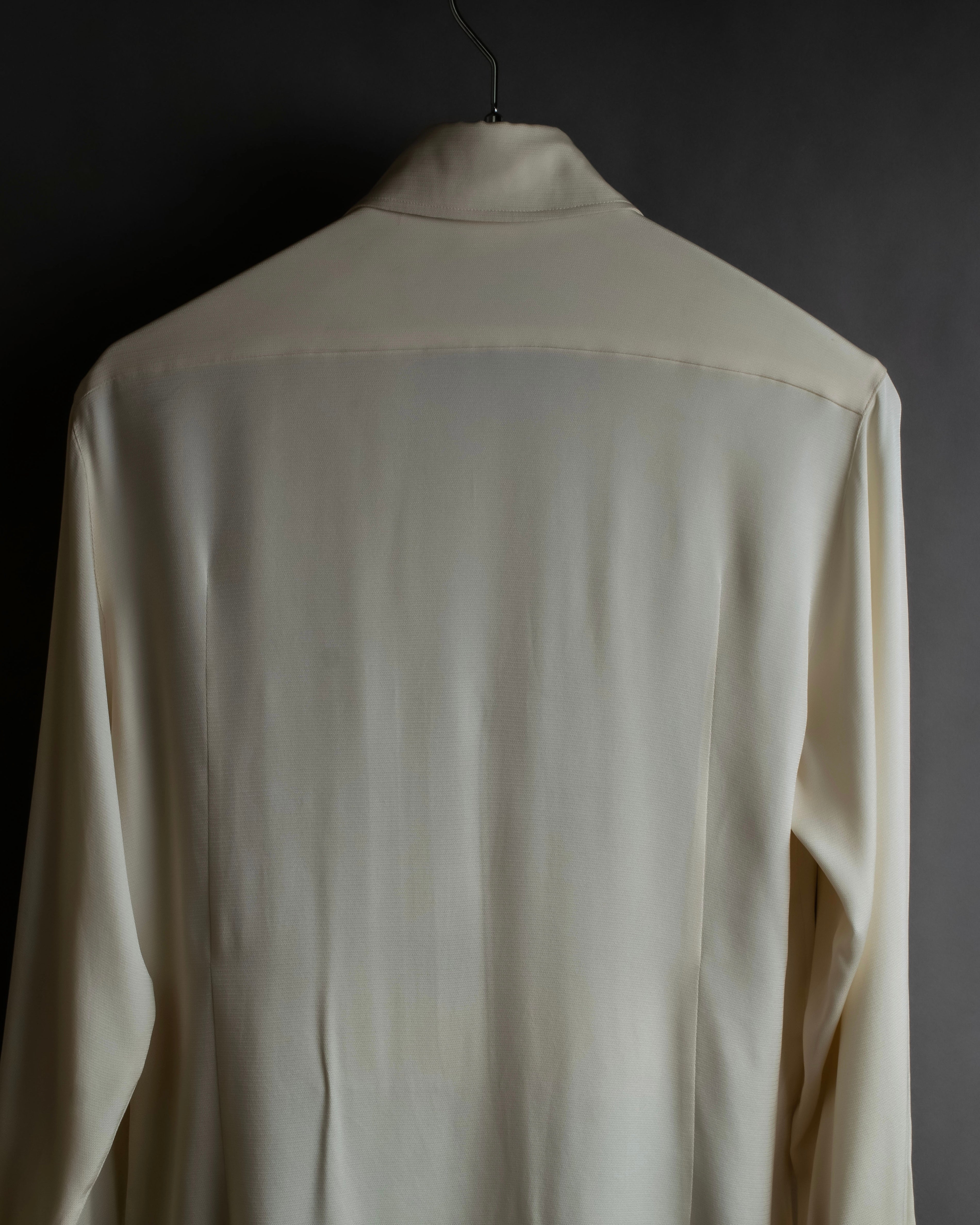 "HERMES" 90's Musical score motif front pleated shirt