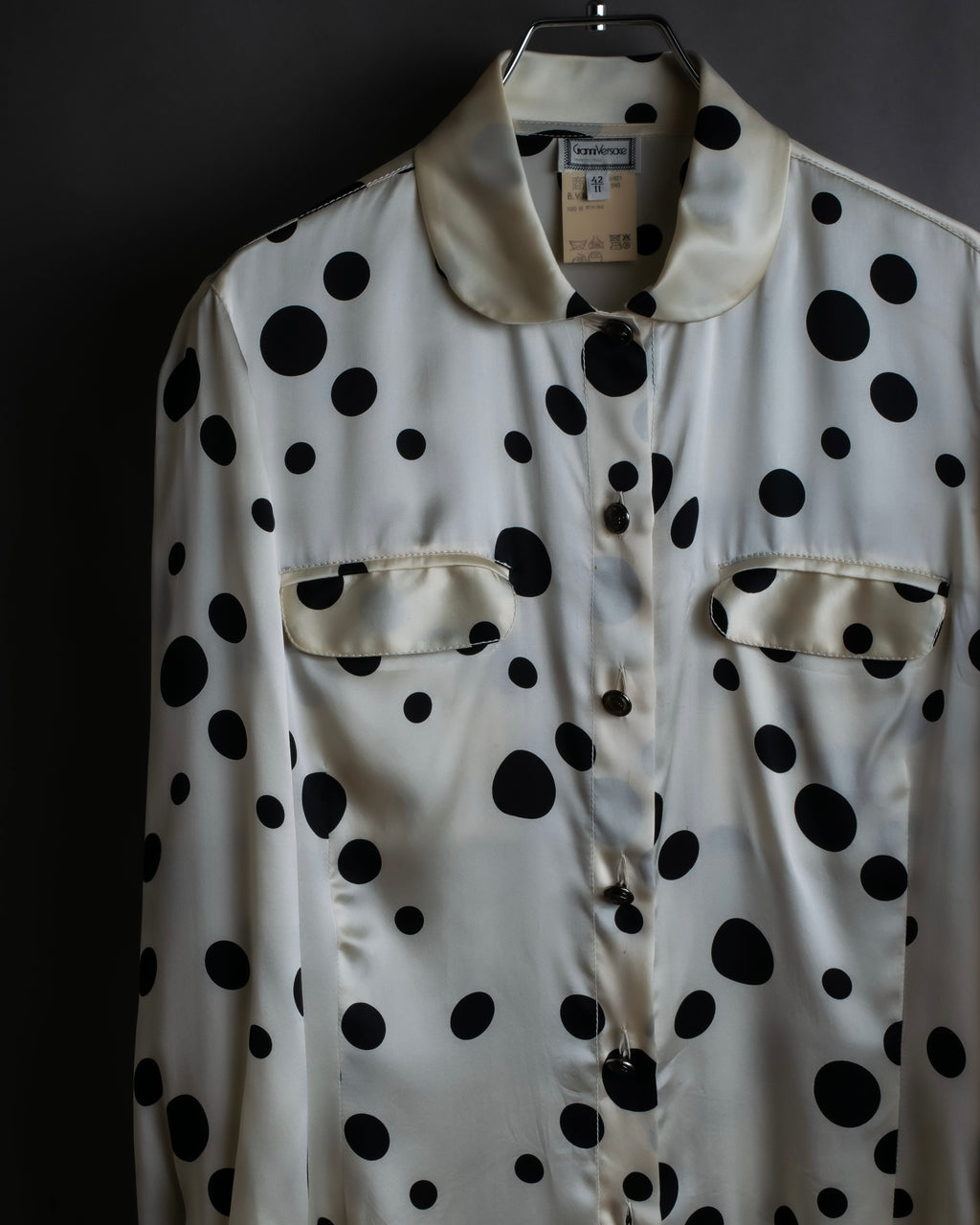 "GIANNI VERSACE" Irregular dot pattern silk shirt