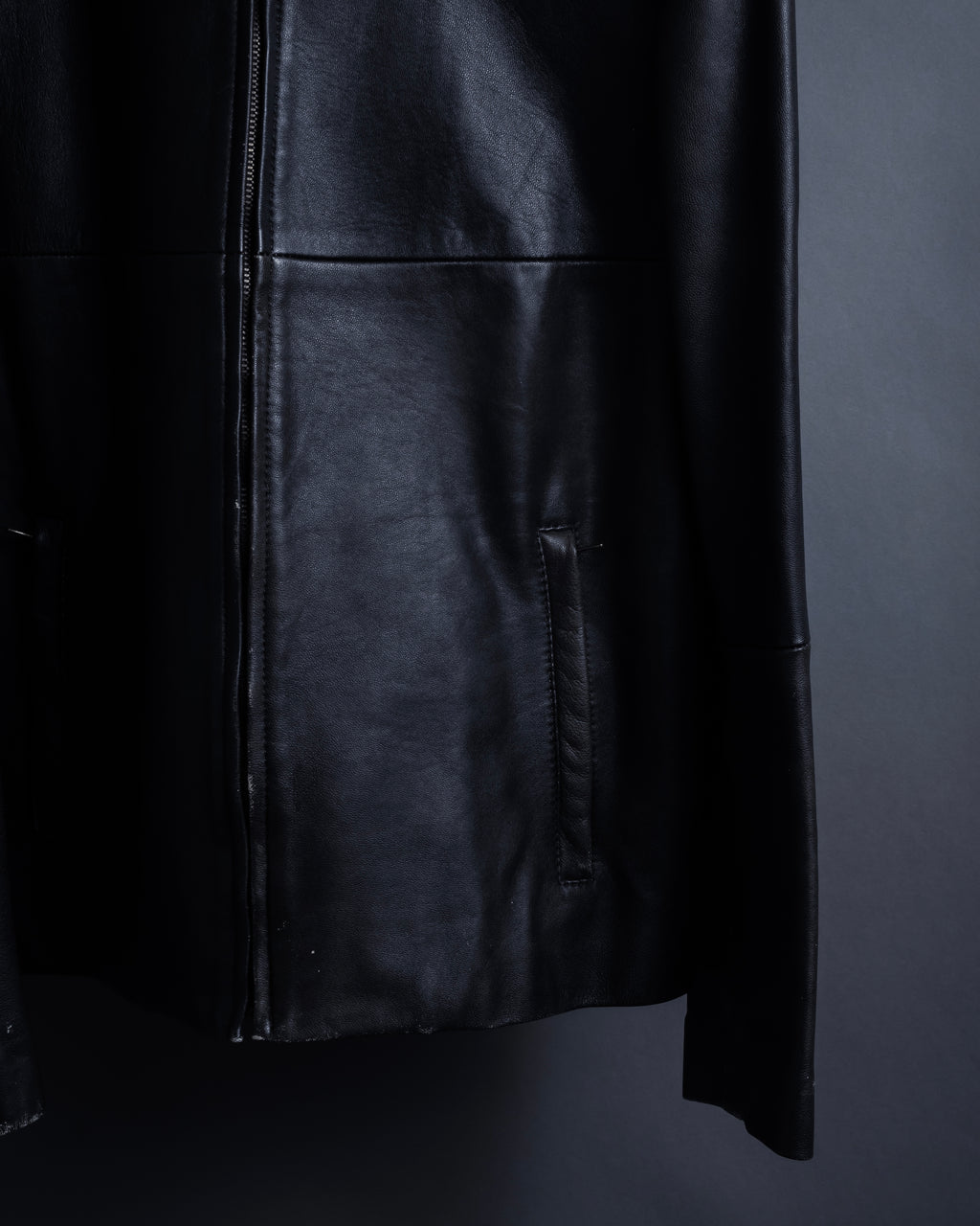 "Weekend Max Mara" Minimalist design center zip-up leather jacket