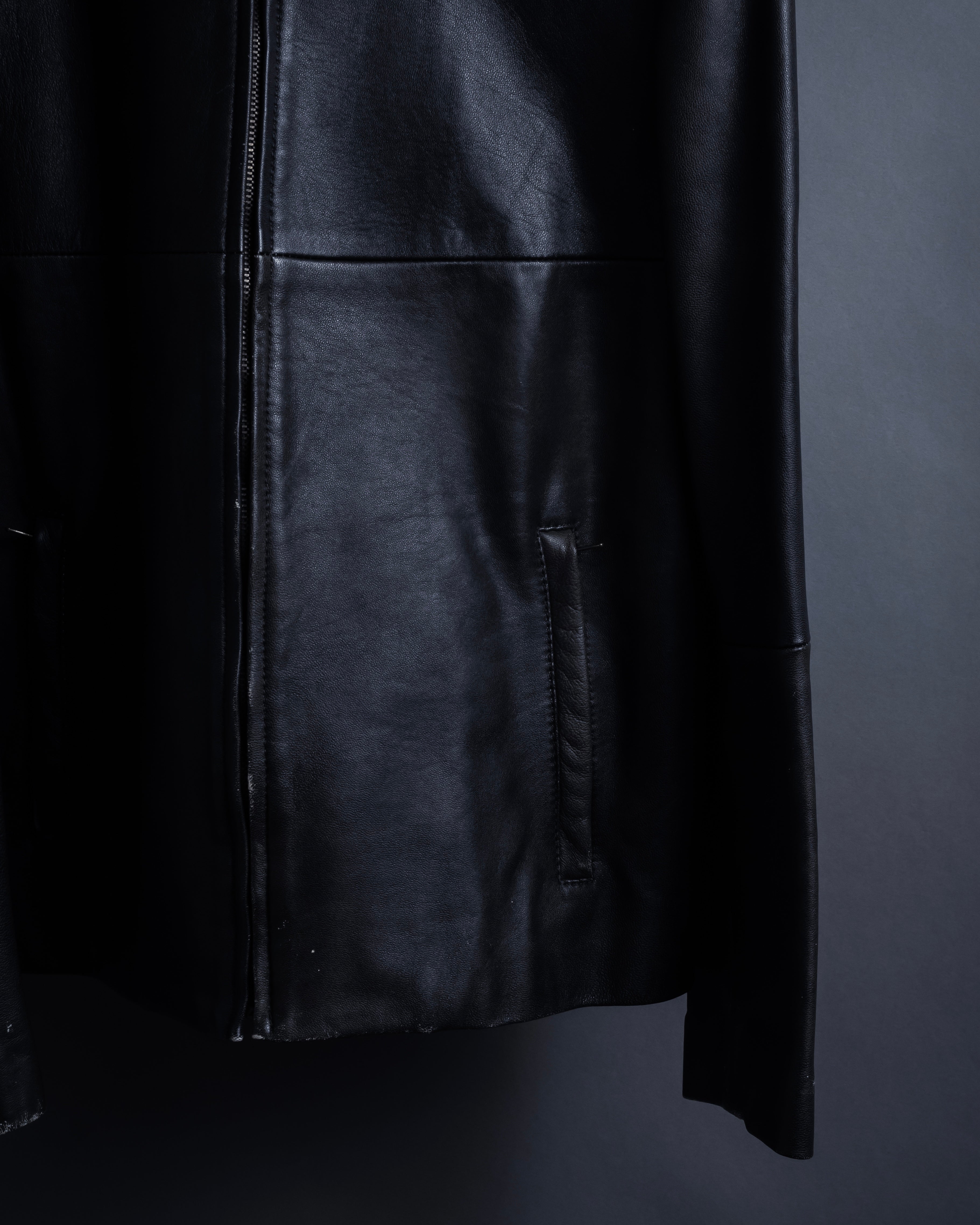 "Weekend Max Mara" Minimalist design center zip-up leather jacket
