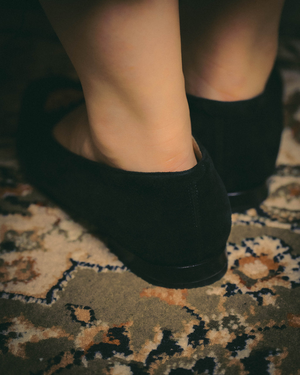 -SPECIAL- "Hermès" 80's-90's Gold embroidered suede loafers