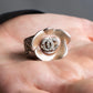 "CHANEL" Camellia motif rhine stone coco mark ring