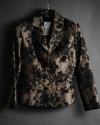 “CELINE” 00’s Lace overlay silk blend tailored jacket