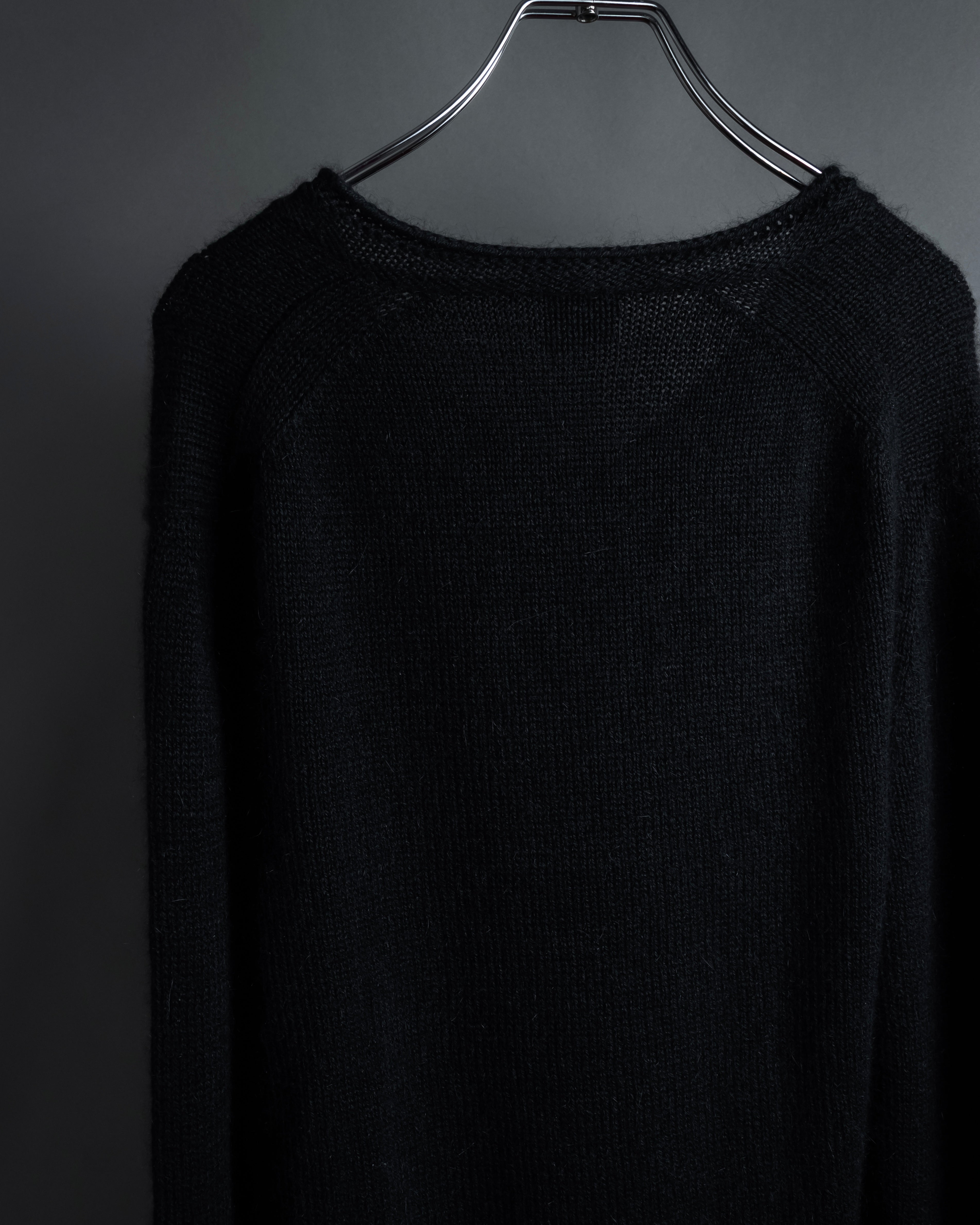 "GUCCI" Silky mix angora V-neck knit pullover