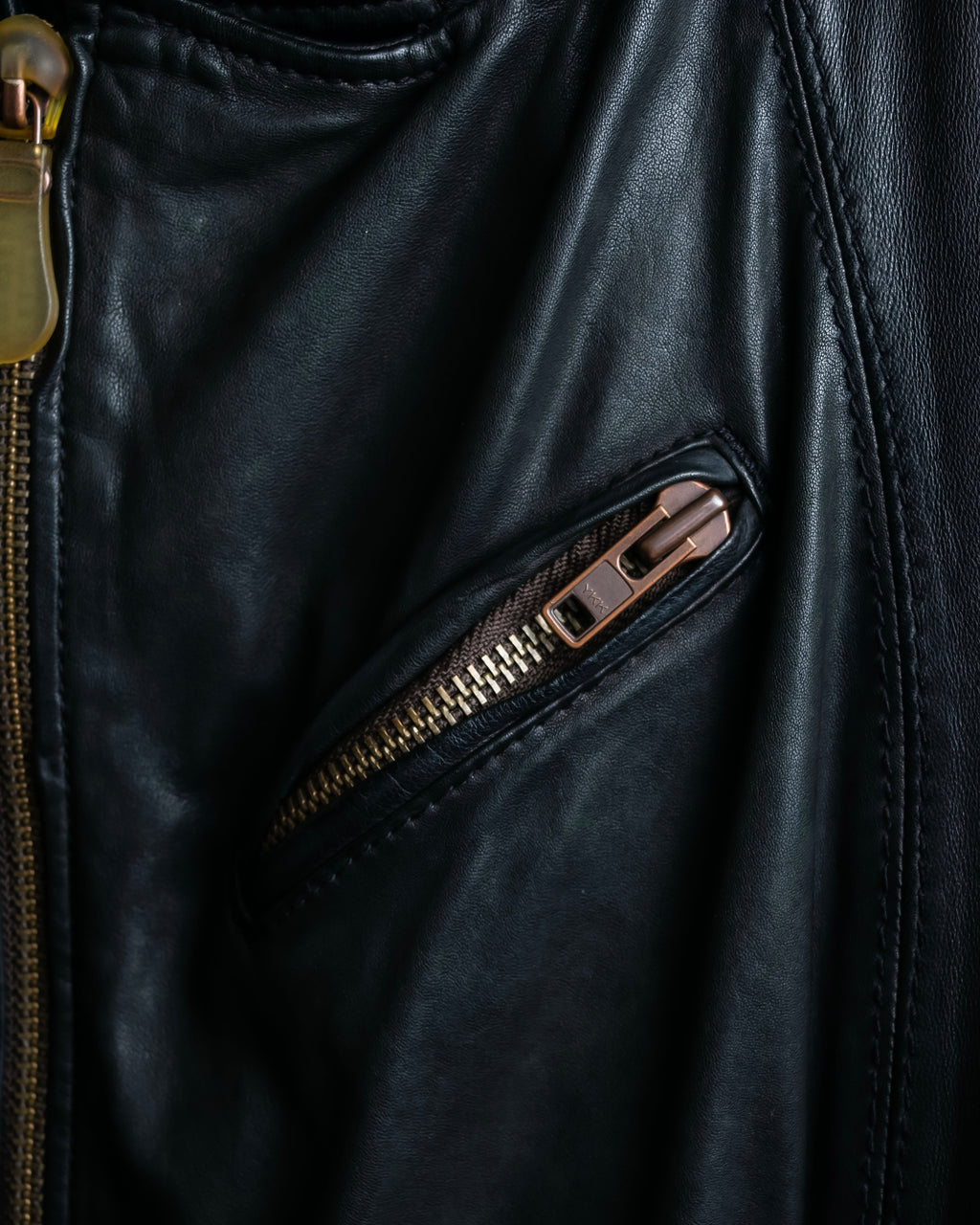 "DIESEL" Oversized stand collar lamb leather jacket