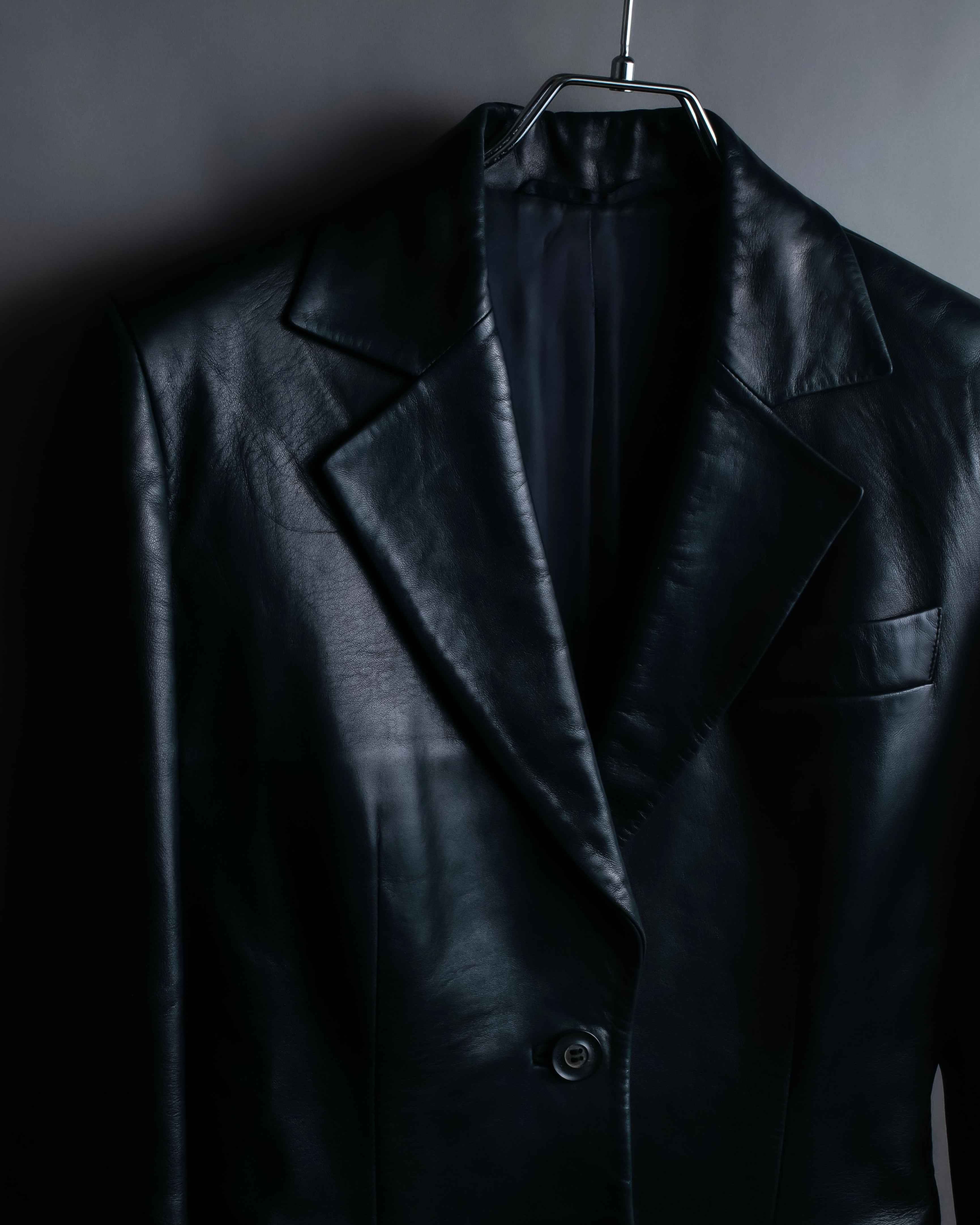 "GUCCI" Box silhouette calf leather tailored jacket