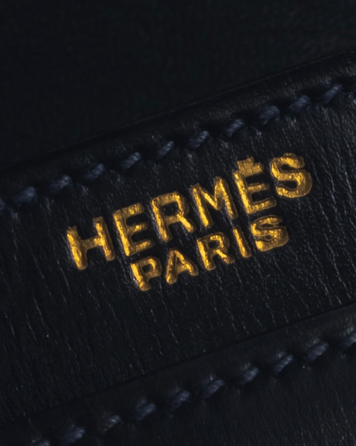 -SPECIAL- "HERMES" 60’s early sandrine box dark blue calf bit bag