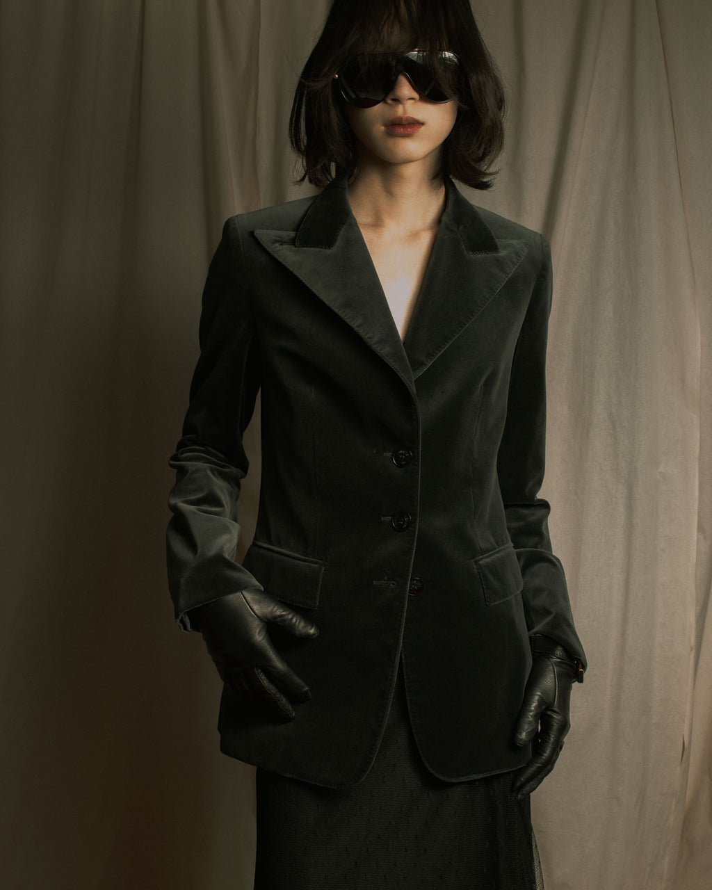 –SPECIAL– "HERMES"
00’s Velvet switchinglamb leather collar special tailored jacket