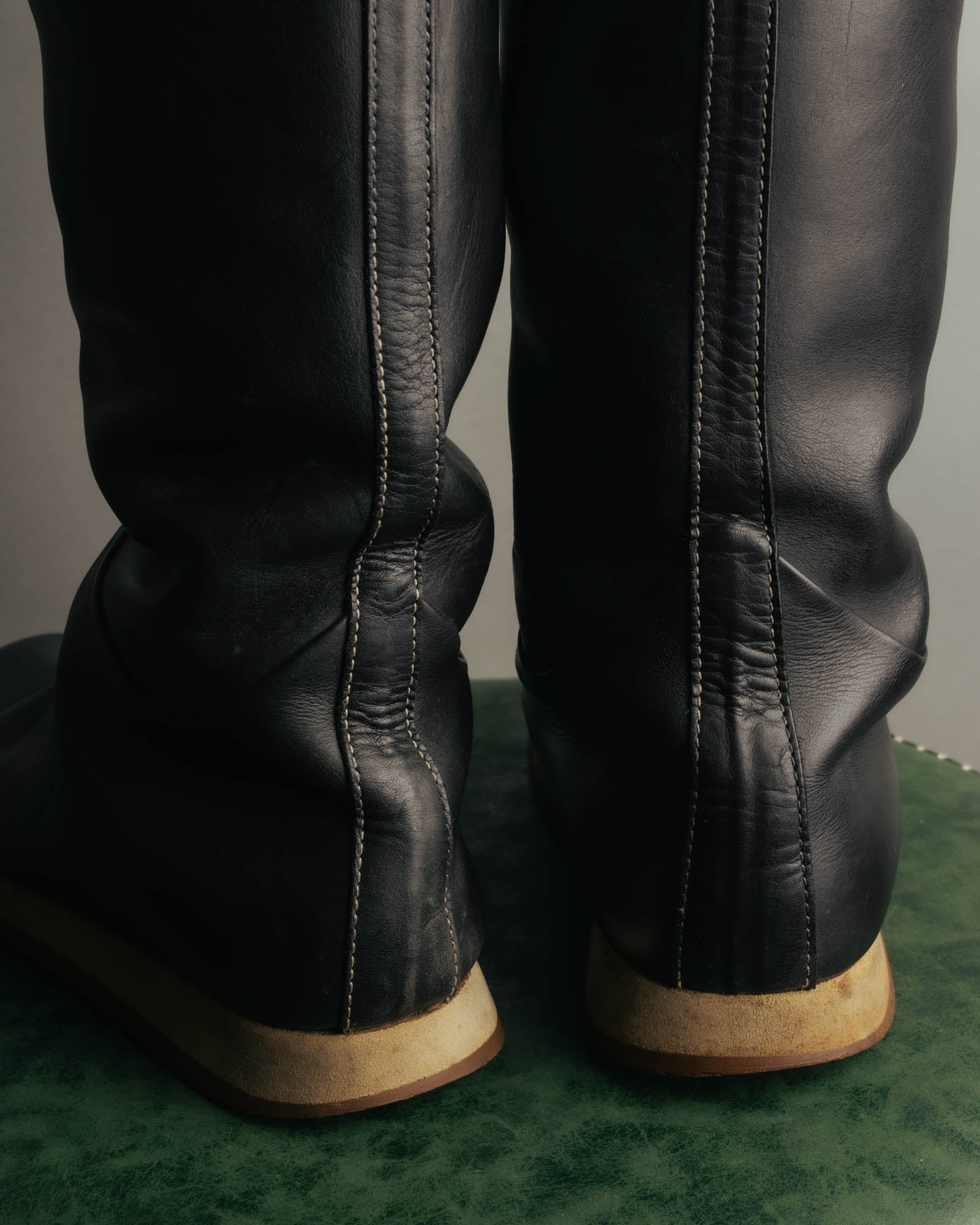 "Hermès" 90's-00's Minimal leather knee-high boots