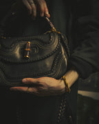 –SPECIAL– "GUCCI" 10's Embellished bamboo leather handbag