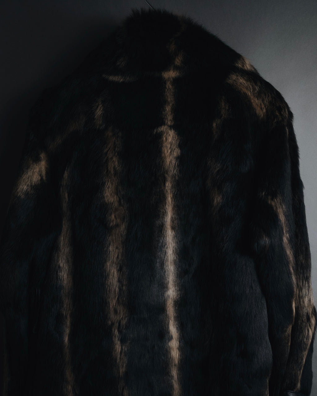 "BIEMME" 00’s striped rabbit fur belted coat
