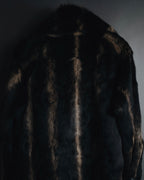 "BIEMME" 00’s striped rabbit fur belted coat