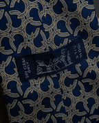 "HERMES" Saddlery anchor chain motif silk neck tie