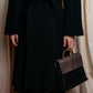 "Vintage large lapel design belted long gown coat"