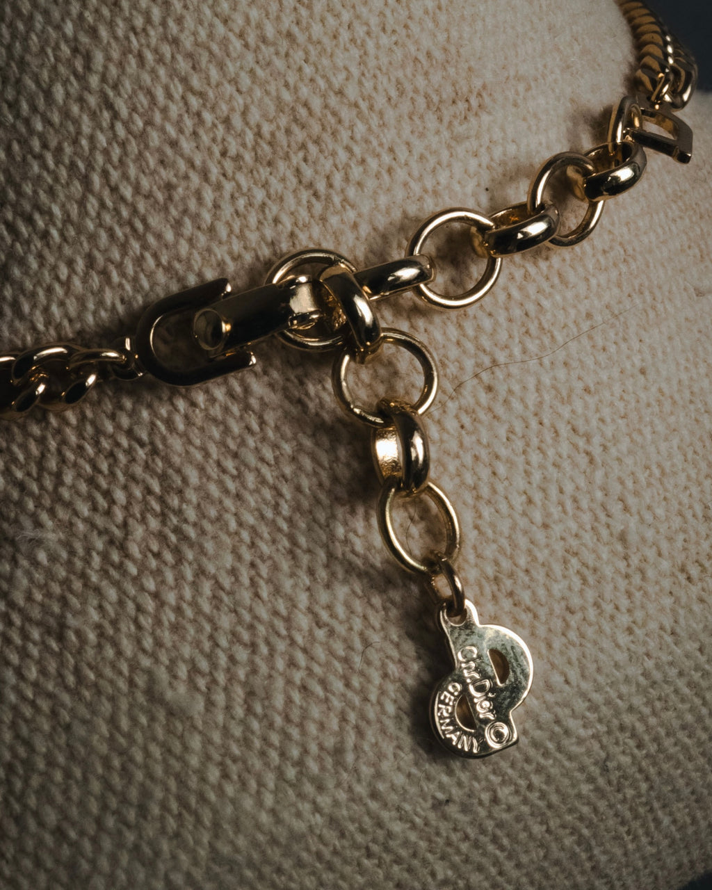 "Christian Dior" Geometric Y-link crystal pendant necklace