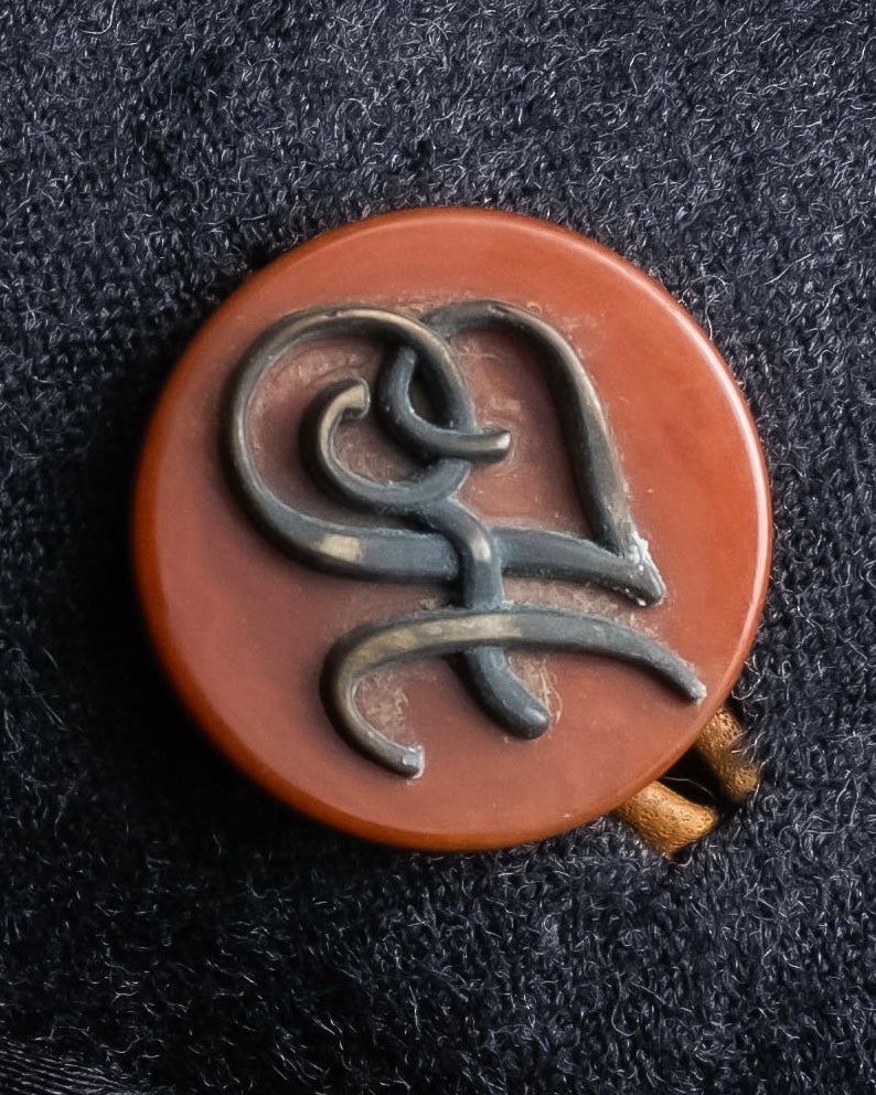 "HERMES" Vintage leather piping design belted tailored jacket