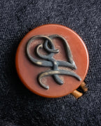 "HERMES" Vintage leather piping design belted tailored jacket