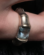 "GUCCI" Bamboo motif stone top silver ring