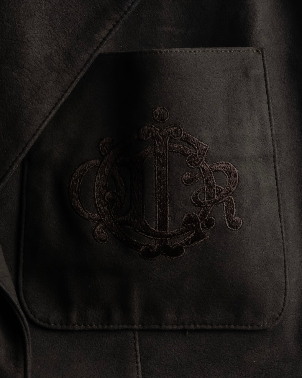 "Christian Dior PRETA-PORTER" CD logo embroidered suede tailored jacket