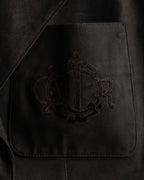 "Christian Dior PRETA-PORTER" CD logo embroidered suede tailored jacket