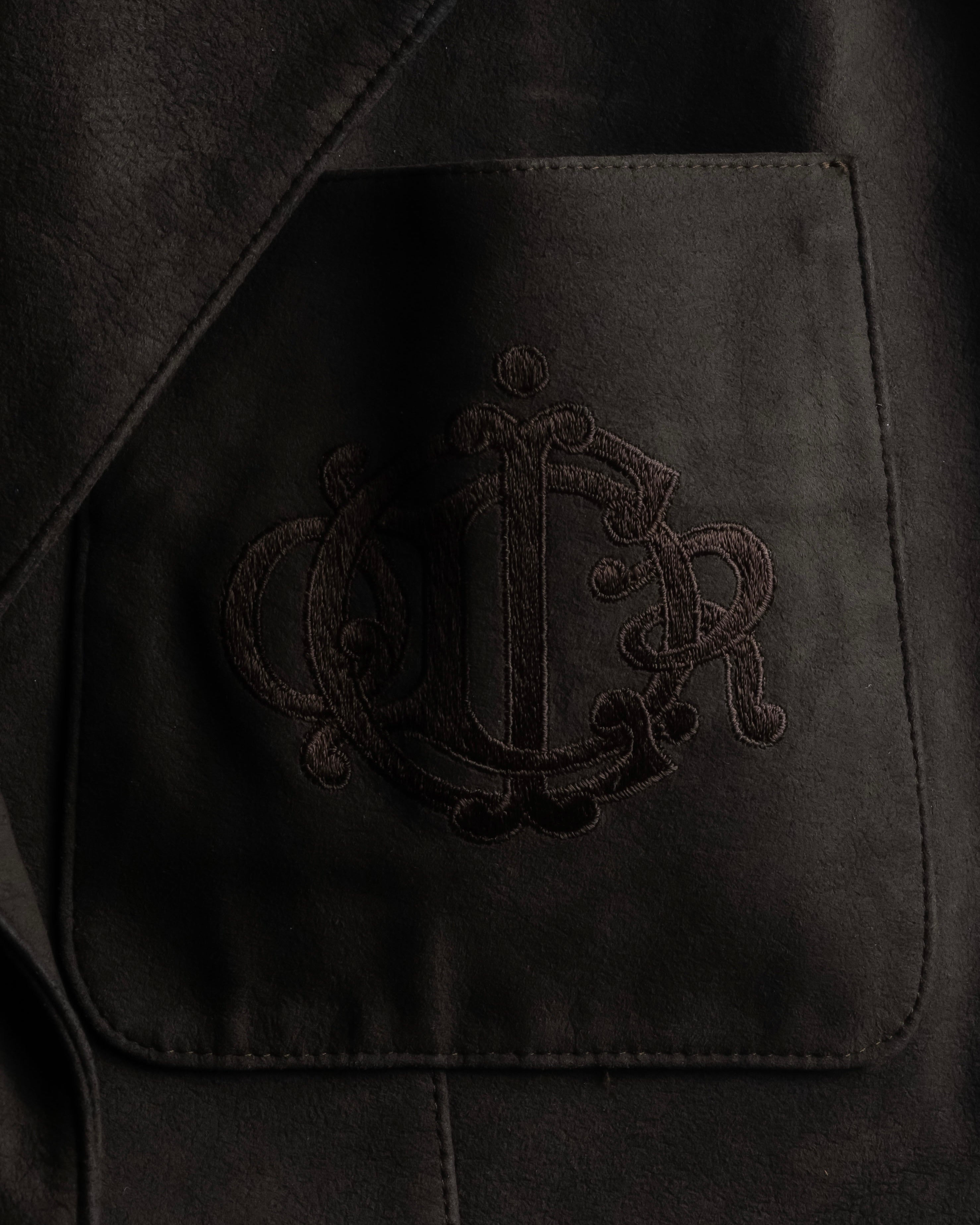 "Christian Dior PRETA-PORTER" CD logo embroidered suede tailored jacket