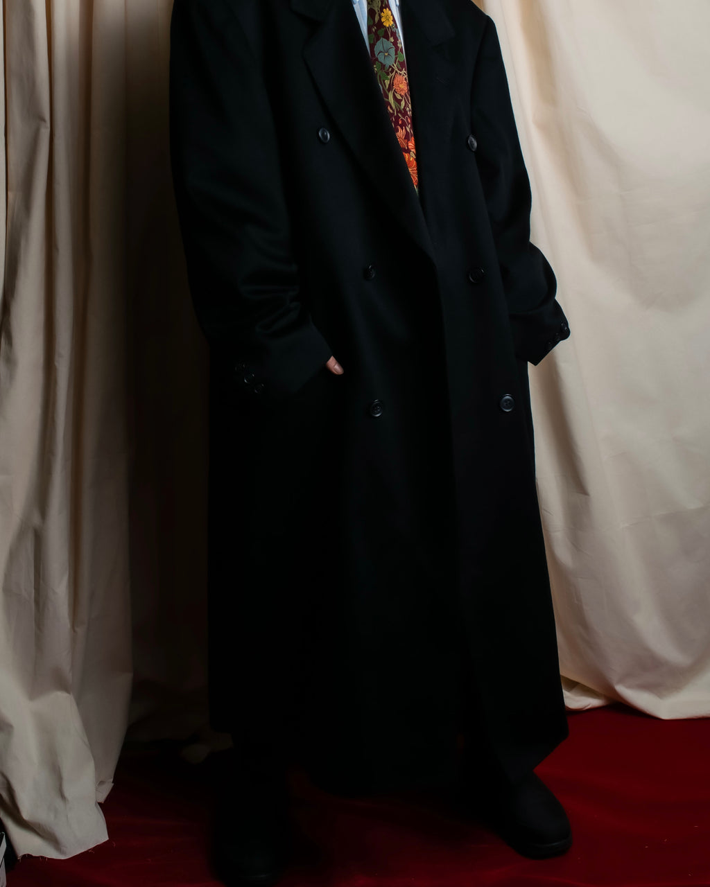 "Vintage super maxi length double-breasted oversized chester coat"