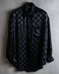 "FENDI JEANS" Logo engraved check pattern glossy shirt