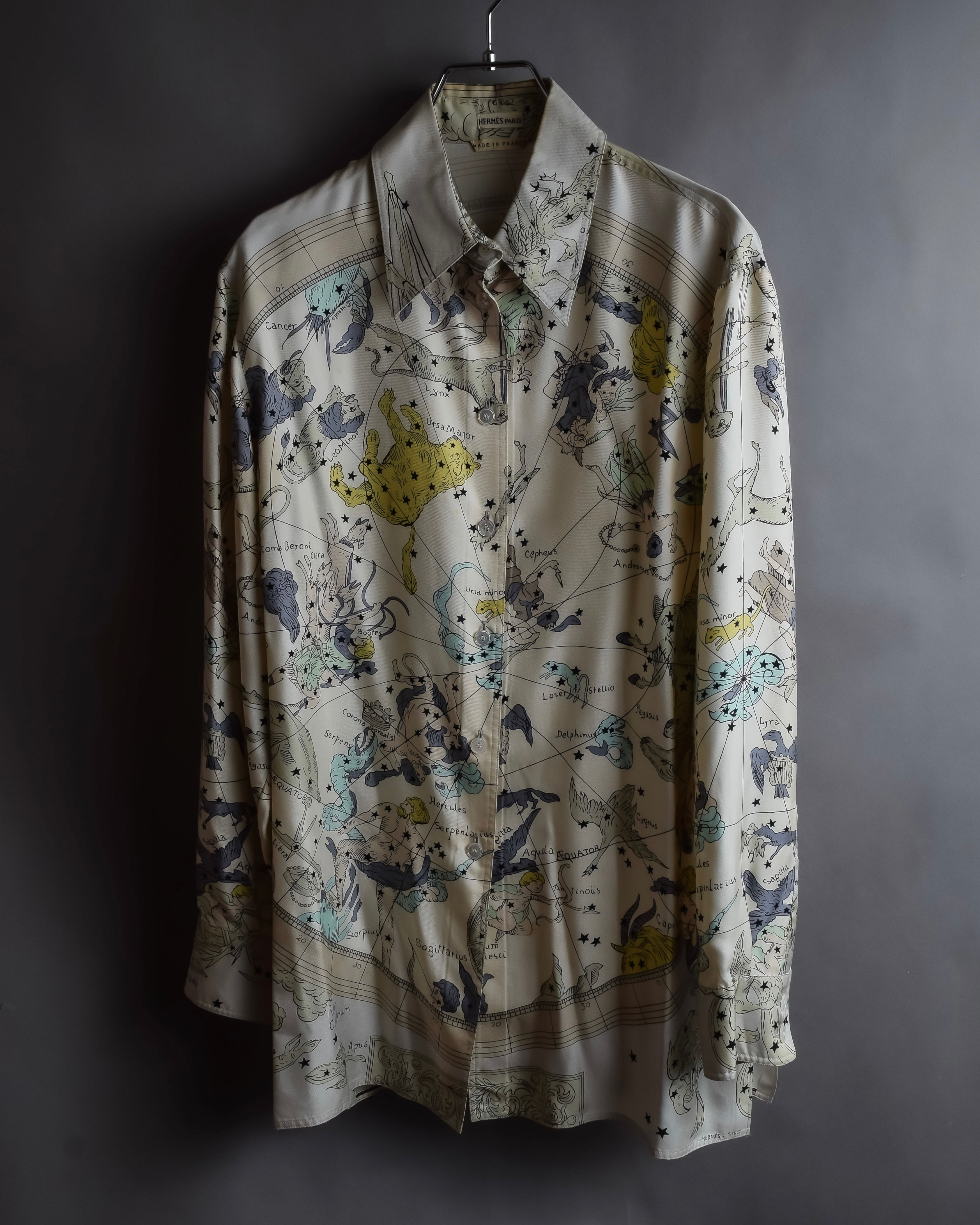 "HERMES" Margiela period Les Étoiles, Stars silk shirt