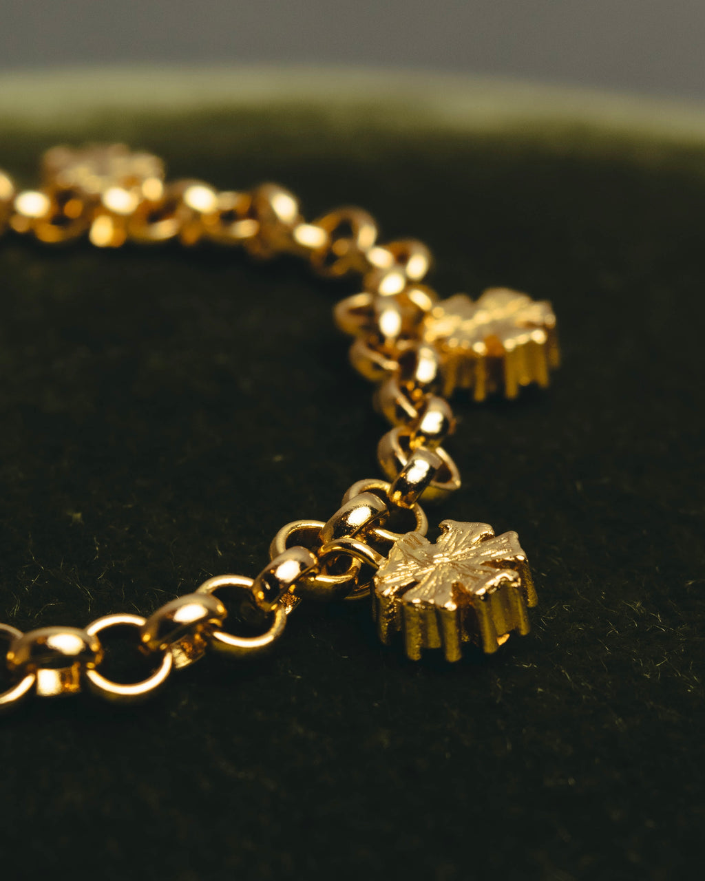 "Christian Dior" 00's-10's Floral rhinestone charm bracelet