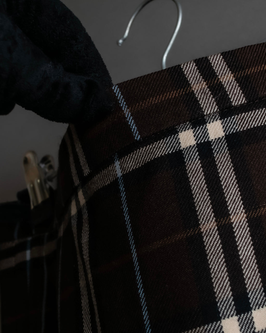 "BURBERRY" Brown tartan check pleated wrap skirt