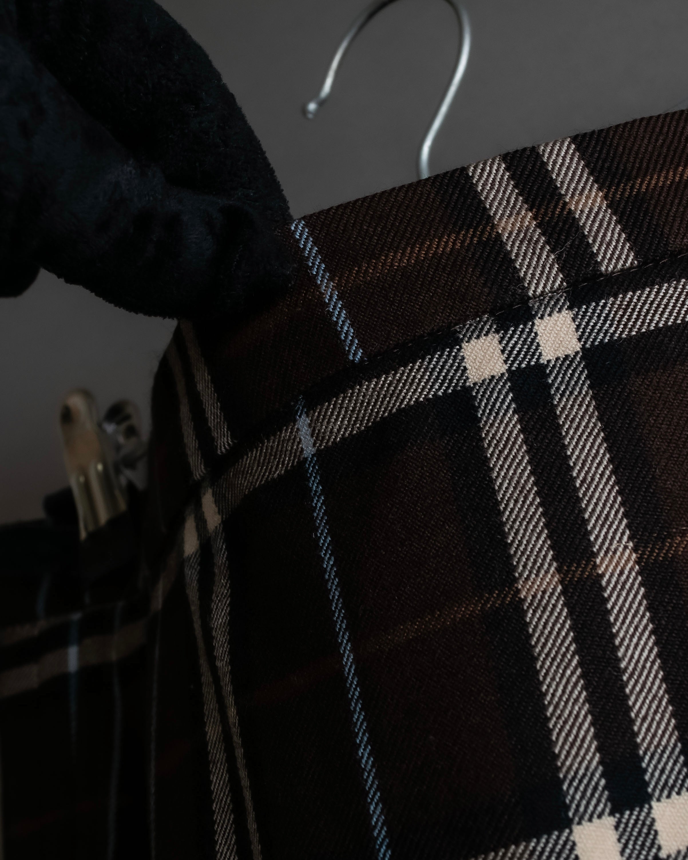 "BURBERRY" Brown tartan check pleated wrap skirt