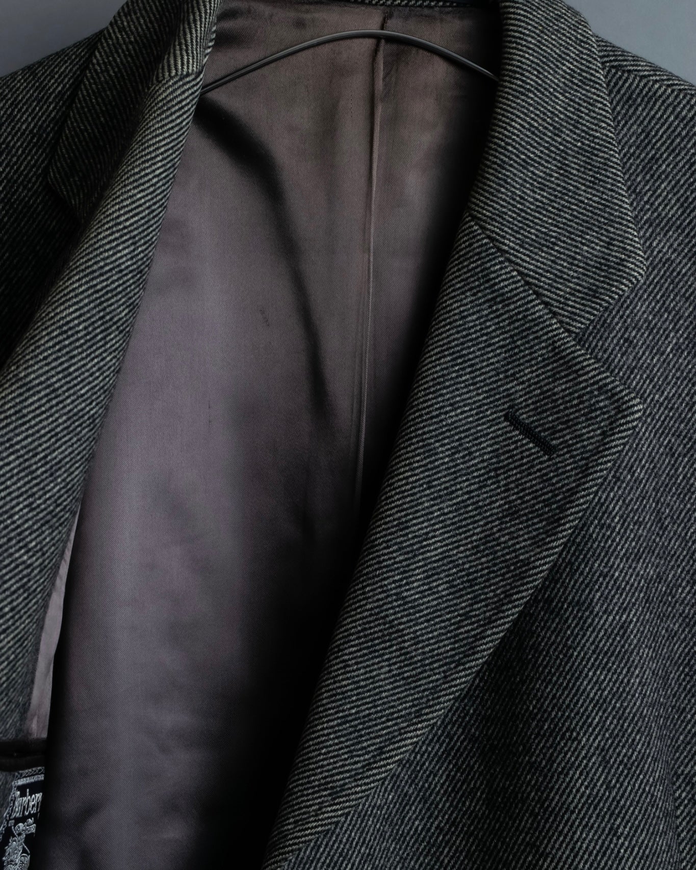 "Burberrys" diagonal striped pure new wool long coat