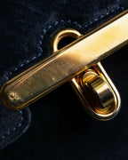 "GUCCI" Dark navy suede leather shoulder bag