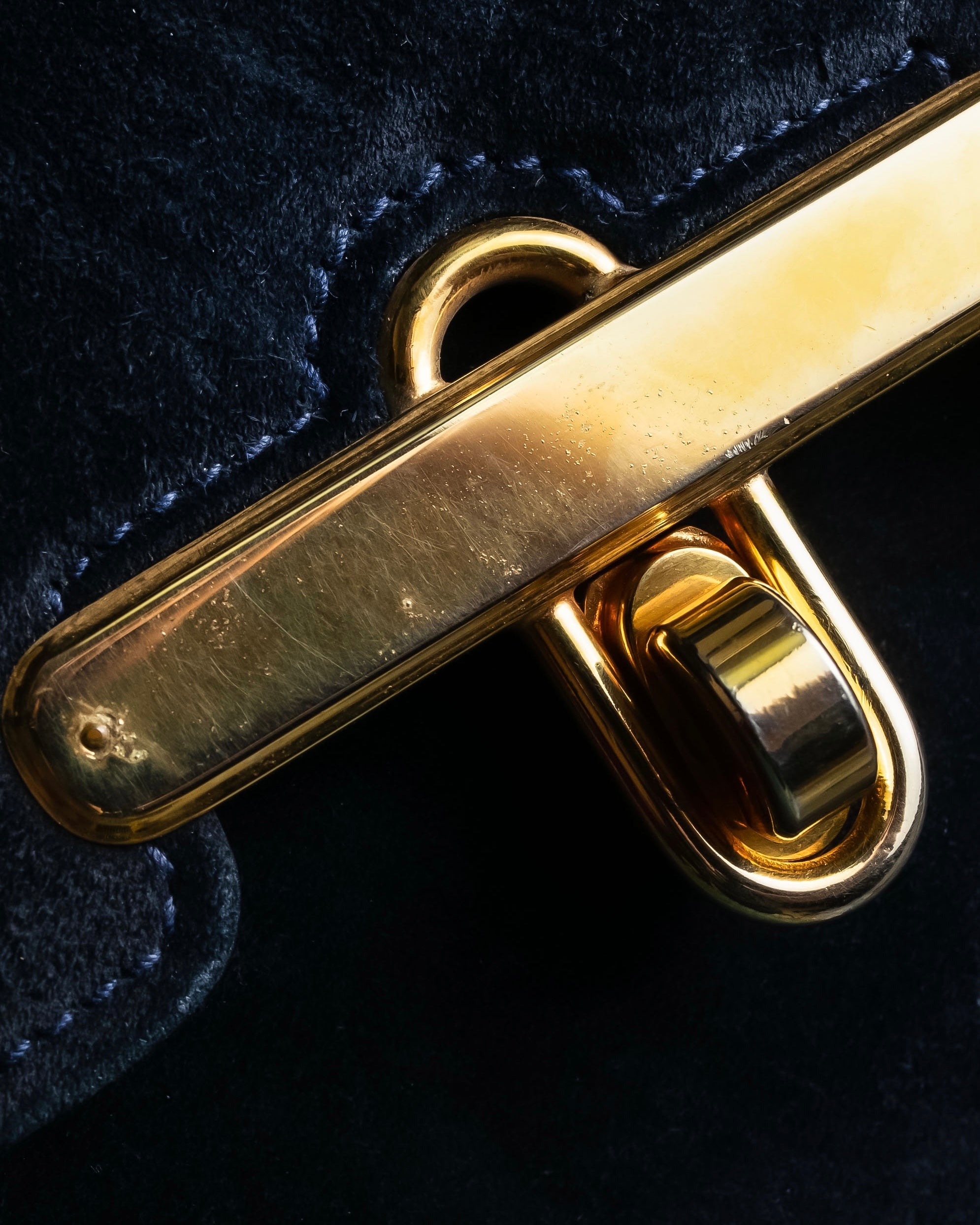 "GUCCI" Dark navy suede leather shoulder bag