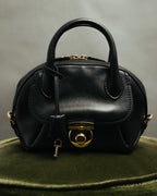 –SPECIAL– “Salvatore Ferragamo“ 00’s-10’s Black leather dome handbag