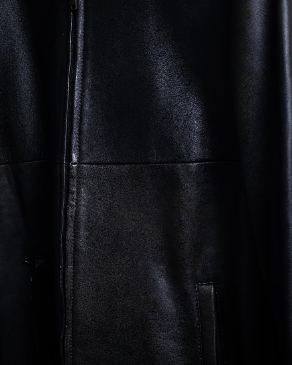 "Weekend Max Mara" Minimalist design center zip-up leather jacket