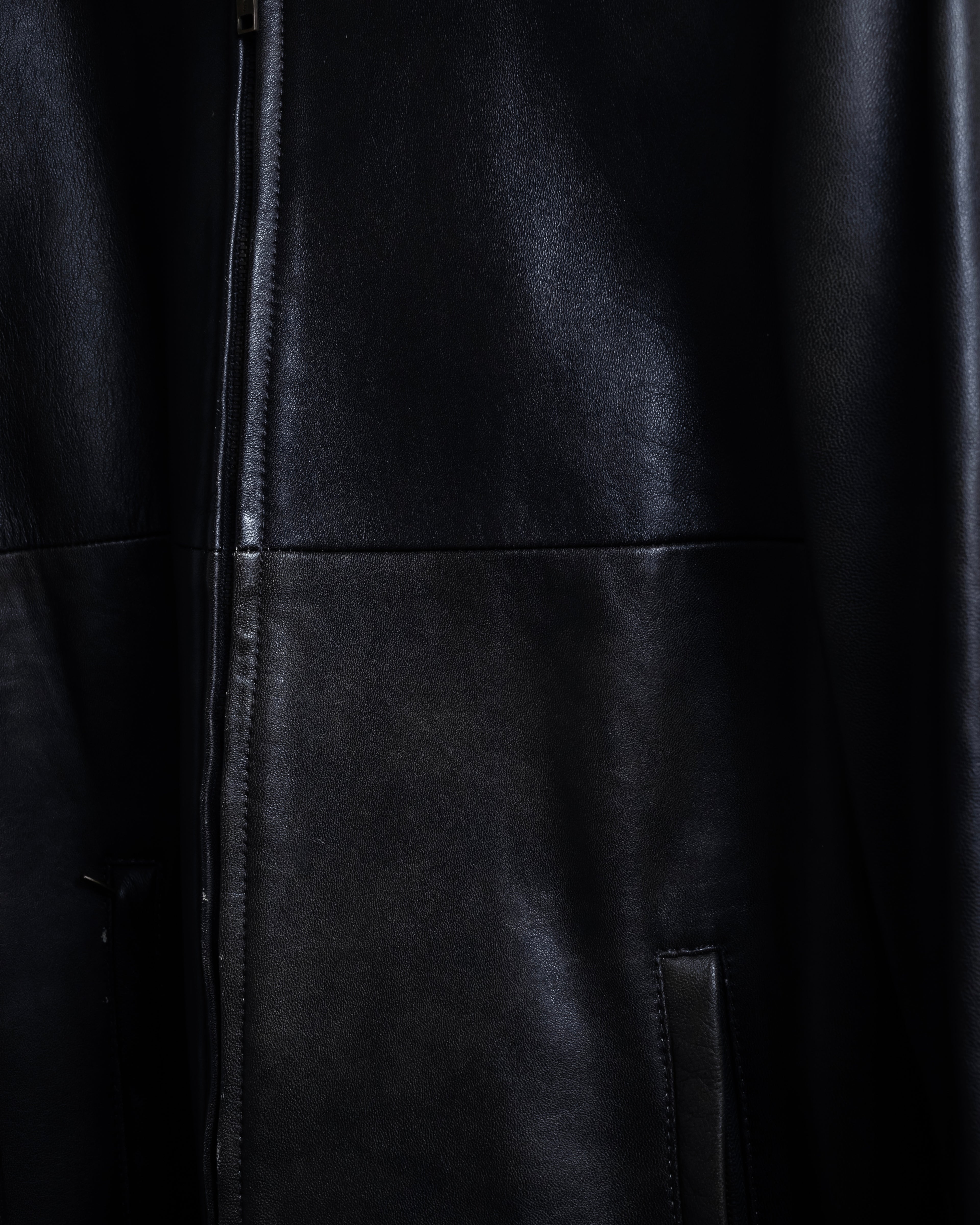 "Weekend Max Mara" Minimalist design center zip-up leather jacket
