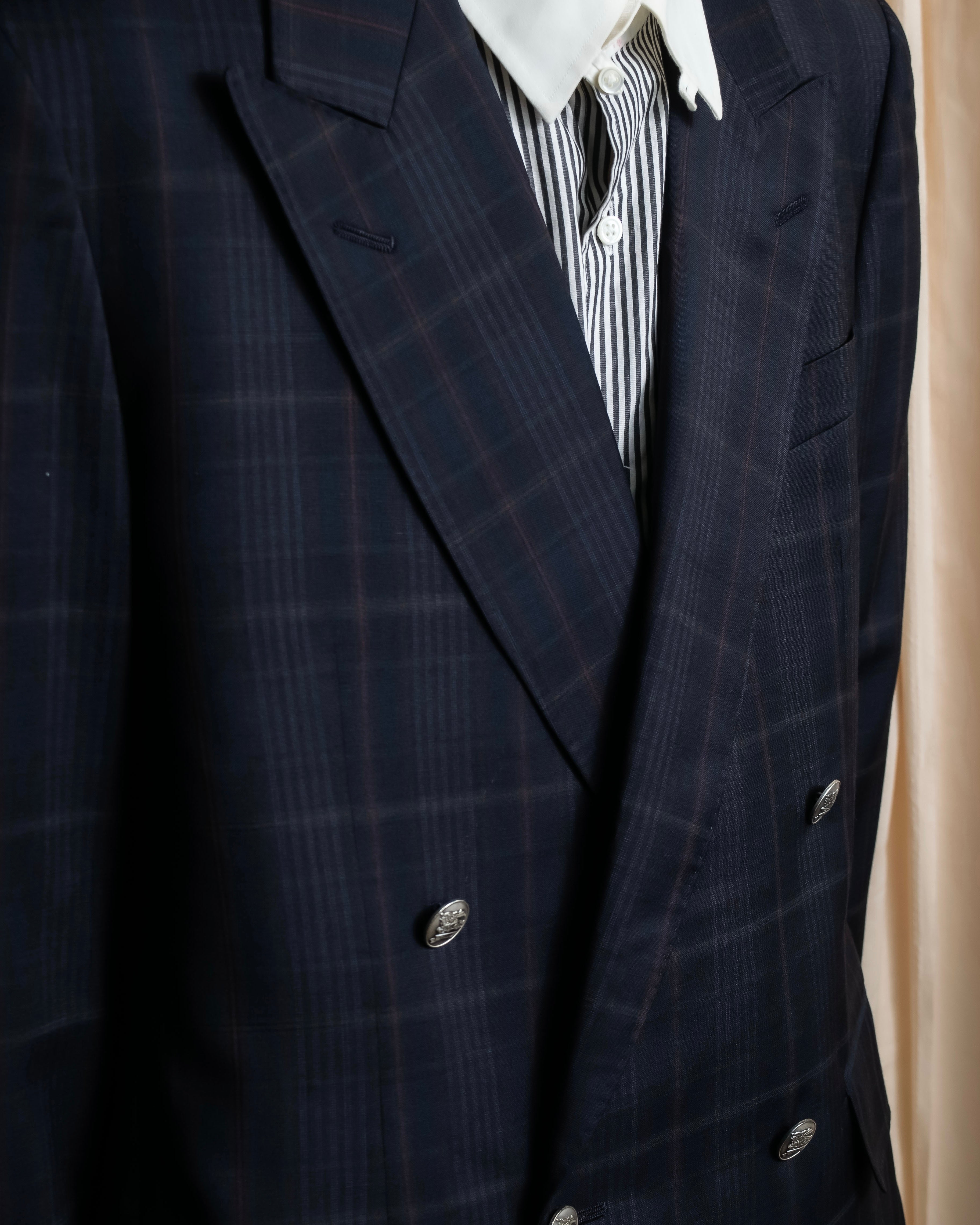 "BURBERRYS" Micro check pattern metal button blazer