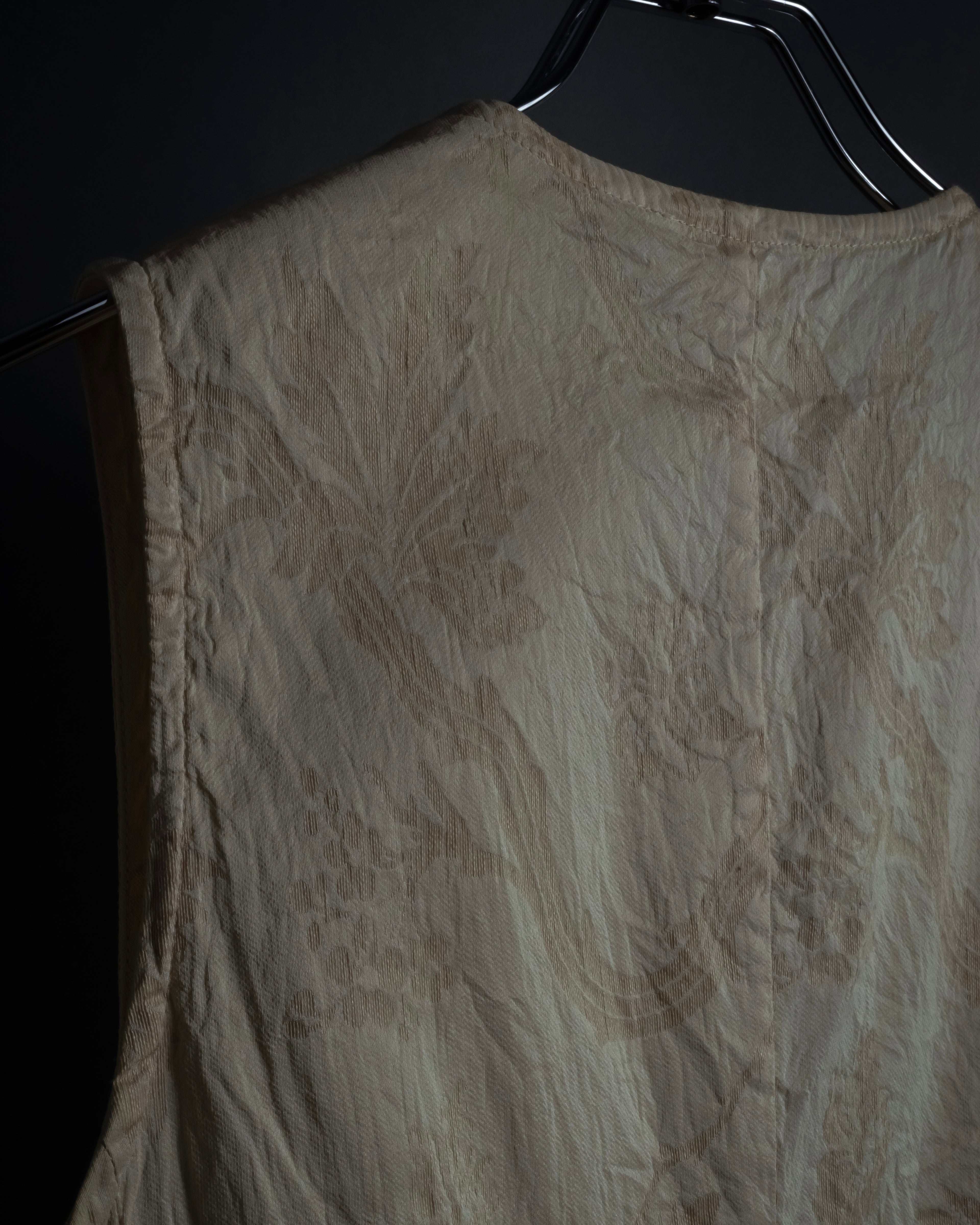 "DRIES VAN NOTTEN" Botanical print wrinkled tiered ruffle design vest