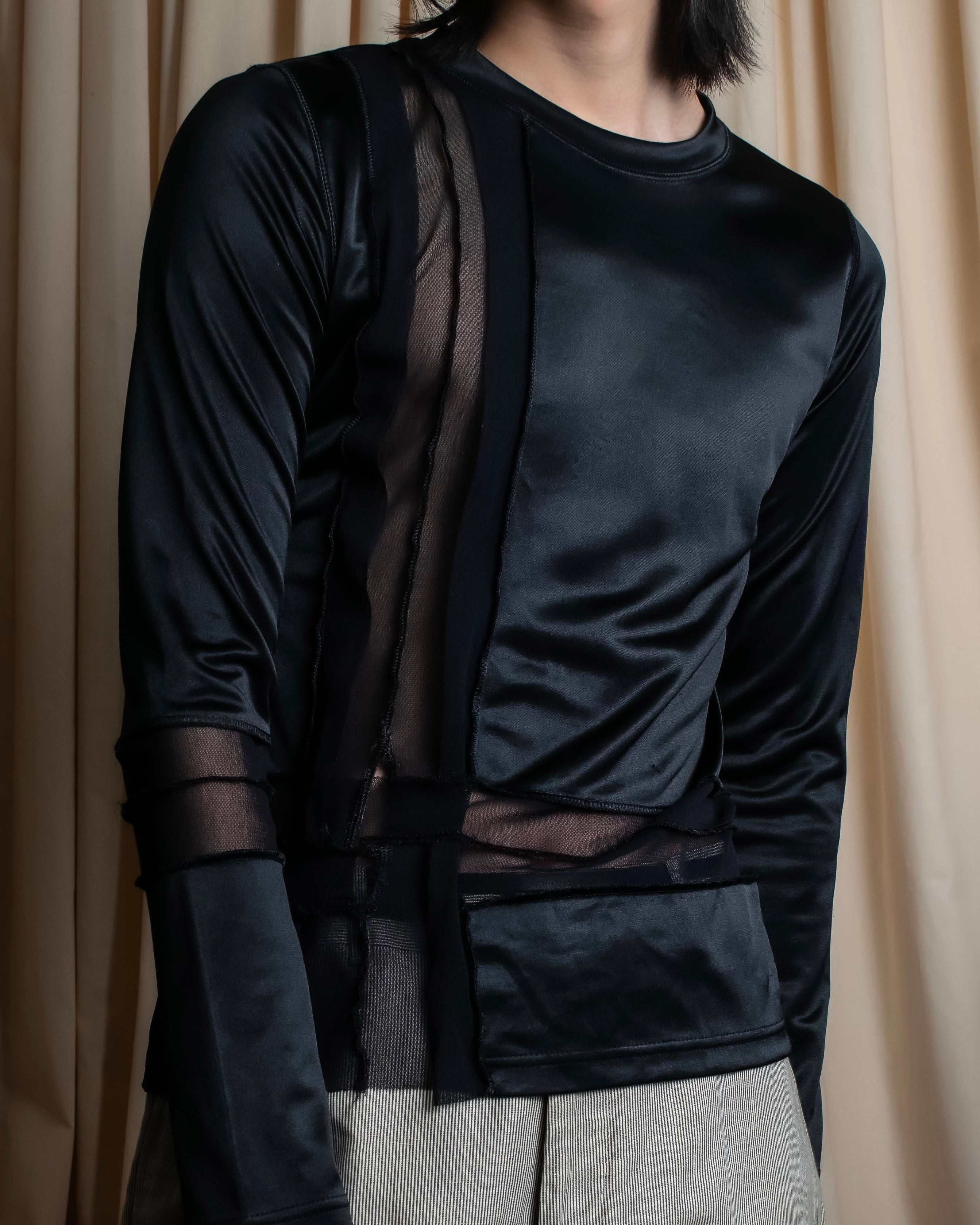 "JEAN PAUL GAULTIER FEMME" Sheer mixed material design pullover