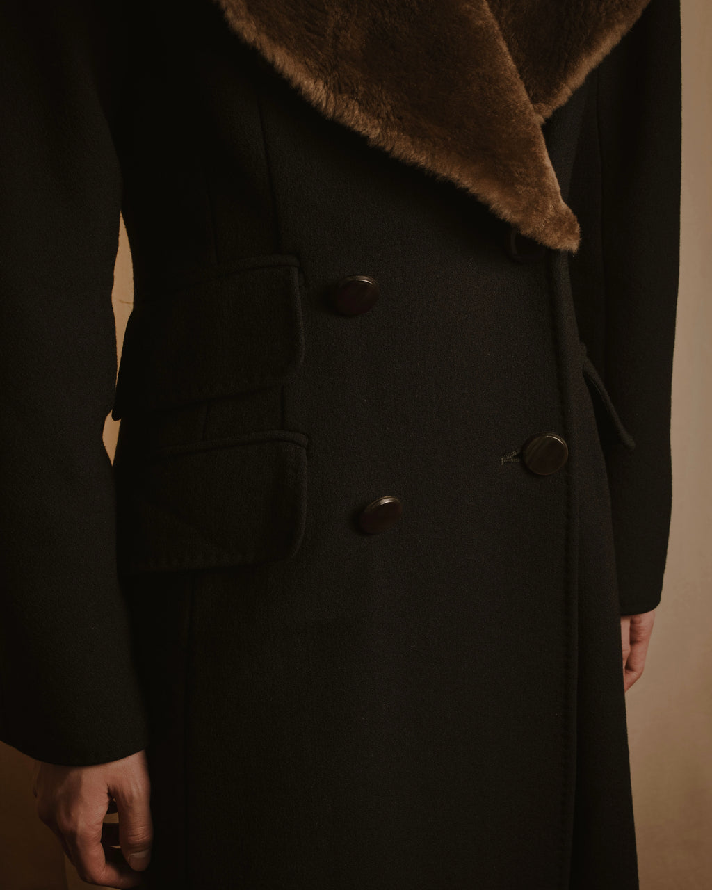 -SPECIAL- "Max Mara"
90’s Detachable fur collar virgin wool long coat