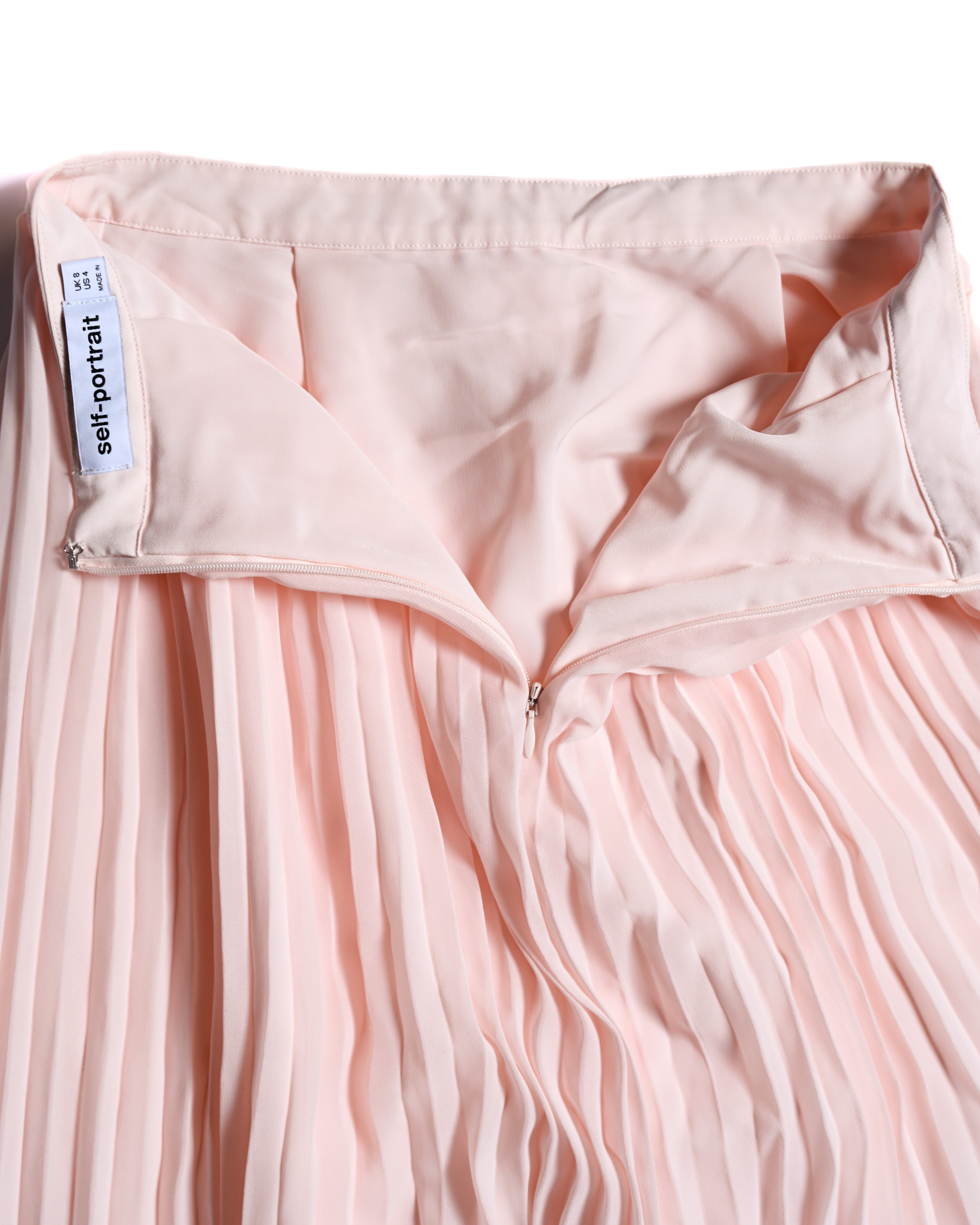 Self-Portrait/ Romantic Chiffon Pleated Skirt Pale Pink
