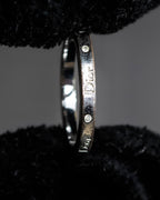 "DIOR" Logo engraved narrow silver ring